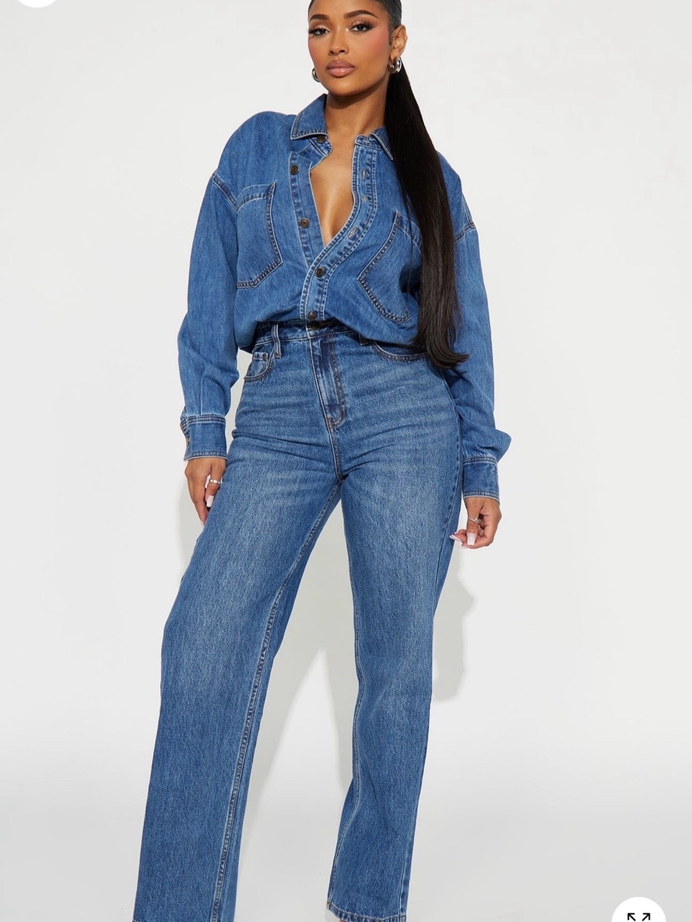 Fashion Nova High-Rise Straight Leg Jeans - Denim Jumpsuit